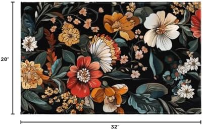Giwawa Vintage Floral Bath Rug Boho Flower Bathroom Mat Soft Quick Dry Non Slip - Image 3
