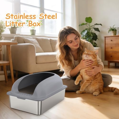 Stainless Steel Cat Litter Box, Large Metal Litter Boxes High Sides - Image 6