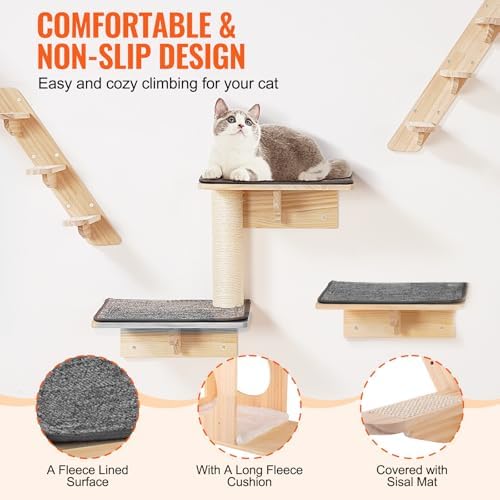 VEVOR Wall Mounted Cat Shelves, Cat Wall Shelves and Perches - Image 5