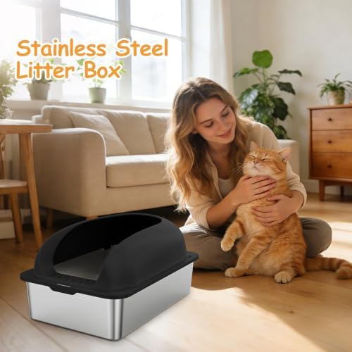 Stainless Steel Cat Litter Box, Large Metal Litter Boxes High Sides - Image 6