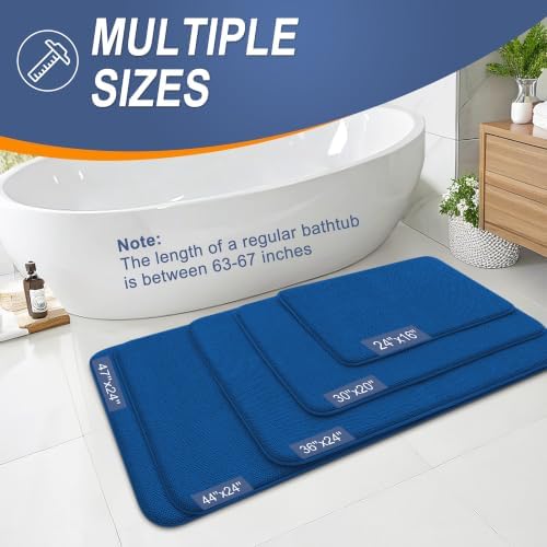 OLANLY Memory Foam Bathroom Runner Rugs 47x20, Long Bath Mats, Royal Blue - Image 5