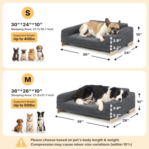 Veehoo Elevated Dog Bed Indoor, Wood Furniture Style Dog Couch Sofa - Image 5