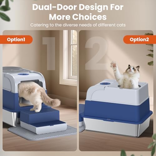 Enclosed Cat Litter Box, XL Stainless Steel Litter Box - Image 7