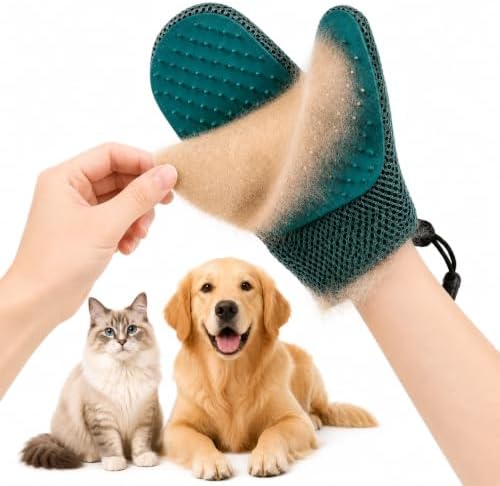 Pet Hair Removal Glove, 2-in-1 Cat Dog Grooming Glove, Fabric Fur Remover by Unknown