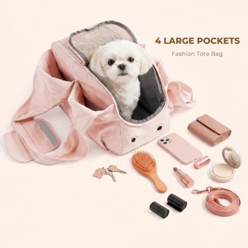 Fashion Dog Purse Carrier for Small Dogs and Cats, Soft-Sided Puppy Tote Bag Up - Image 4