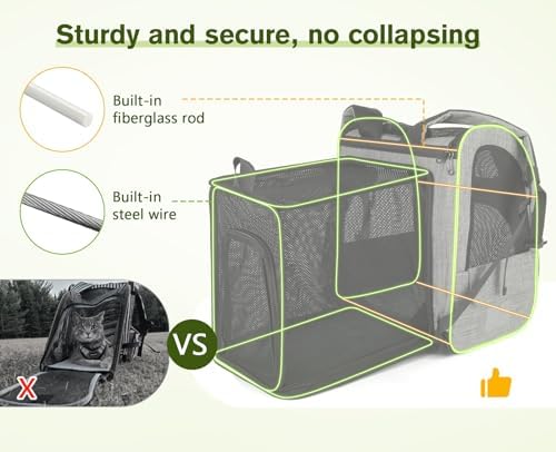 pecute Cat Backpack with Curtain, Cat Carrier Backpack Breathable - Image 3
