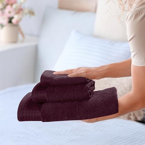 GLAMBURG Ultra Soft 3 Pack Cotton Towel Set, Contains a Bath Towel 28x55 inch - Image 4