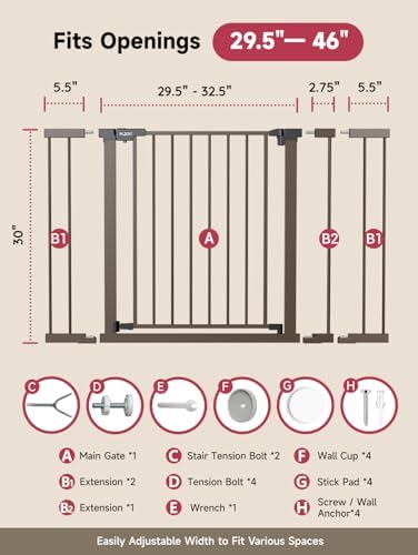 Baby Gate for Stairs, Stairs and Doorways Child Gate Pressure Mounted Safety - Image 6