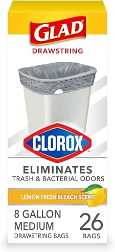 Glad Medium Trash Bags, 8 Gallon, Lemon Fresh Bleach Garbage Bags, Resists by GladTrashFoodStorage