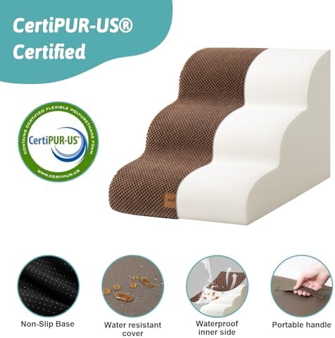 COZY KISS Wide Dog Stairs for Small Dog 15.7" H, 3 Step Pet Ramp for Couch - Image 2