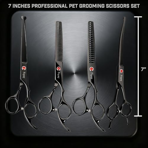 Fcysy 8-Piece Dog Grooming Scissors Set, 7 Inch Rounded Tip Pet Shears Kit - Image 5