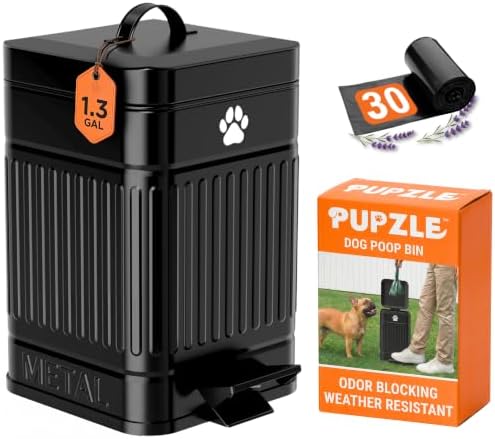 Pupzle Dog Poop Trash Can Outside, 1.3 Gal Outdoor Dog Poop Trash Can by Pupzle