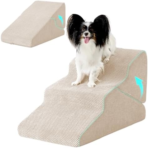 Ahpmeoa Dog Stairs for Small Dogs 16’’ H, 3-Step Dog Steps for Bed by Ahpmeoa