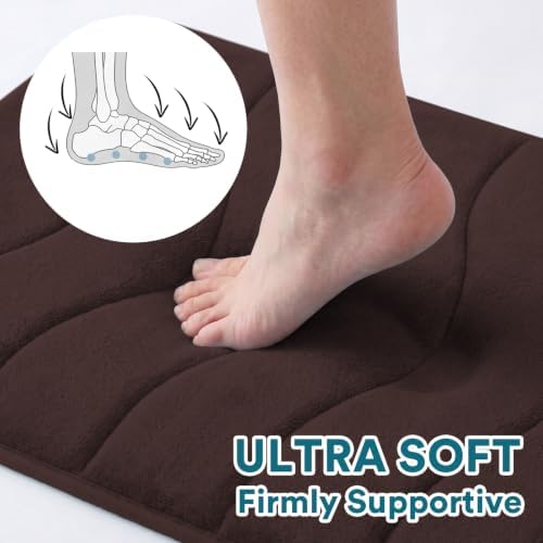 Flamingo P Brown Bath Mat 17x24 Quick Dry Washable Soft Memory Foam - Image 3