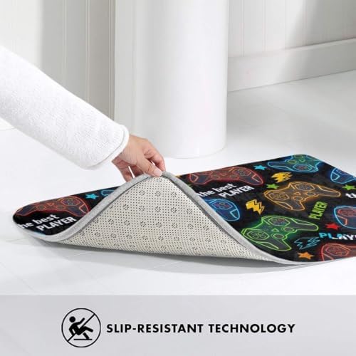 Colorful Game Joysticks Bath Mat Non-Slip Soft Microfiber Bathroom Rugs - Image 4