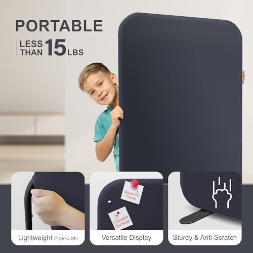 DECOLAB Standing Room Divider, Movable Partition Separator 29"x65" - Image 4