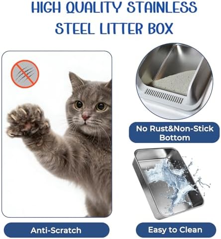 Stainless Steel Cat Litter Box, Kitty Litter Box - Image 6
