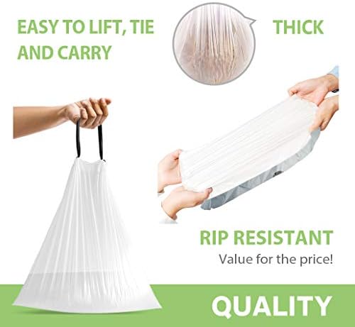 Teivio 5 Gallon 200pcs Strong Drawstring Trash Bags Garbage Bags, Small Plastic - Image 4