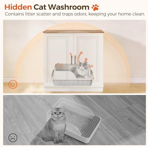 MAHANCRIS Large Cat Litter Box Enclosure, Tall Hidden Litter Box Furniture - Image 6