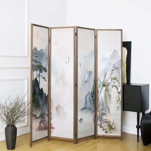 4 Panel Room Divider, 5.6 ft Tall Blackout Folding Privacy Screen - Image 4