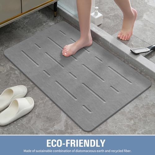 OTHWAY Large Stone Bath Mat, Long Non-Slip Diatomite Hard Stone Shower Mat - Image 5
