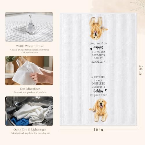 Golden Retriever Kitchen Towel, Funny Kitchen Decor Gift - Image 2