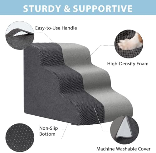 Garnpet Dog Stairs for Couch Sofa and Chair, 3-Step Dog Steps for Small Dogs - Image 5