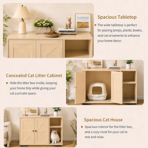 Garvee Cat Litter Box Enclosure, Large Cat House - Image 6