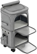 2-Tier Rolling Pet Carrier for Cats & Dogs, Removable Divider, Telescopic Handle by Unknown