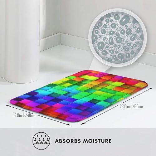 Rainbow Colorful Boxes Bath Mat Non-Slip Soft Microfiber Bathroom Rugs Washable - Image 5