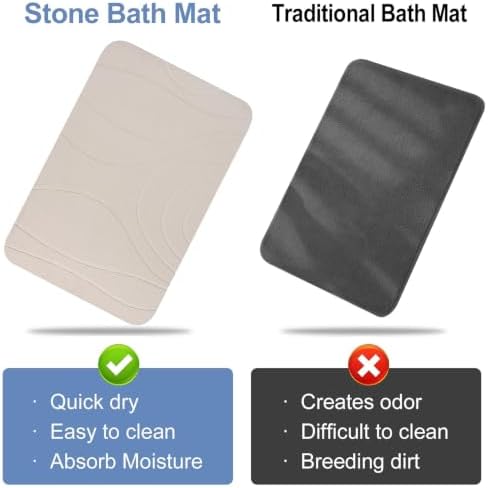 Extra Large Stone Bath Mat, 2 Pack Diatomaceous Earth Shower Mat, Non-Slip - Image 5