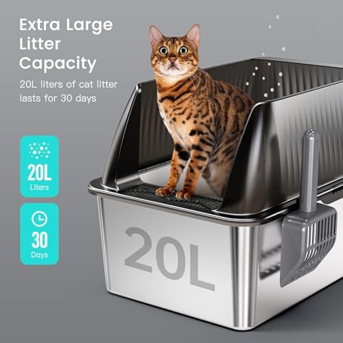 Tripamin 15” Stainless Steel Cat Litter Box Enclosure, XXL Stainless Steel High - Image 3