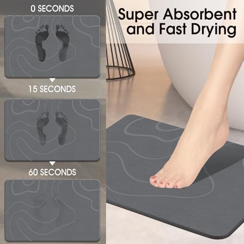 Stone Bath Mat for Bathroom, Diatomaceous Earth Shower Mat, Quick Dry - Image 3