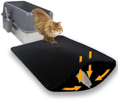 Cat Litter Box Mat, Double-Layer Honeycomb Litter Trap 30"x22" Blakc by Unknown