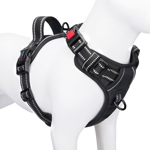 PHOEPET Reflective Dog Harness Large Breed Adjustable No Pull Vest by PHOEPET