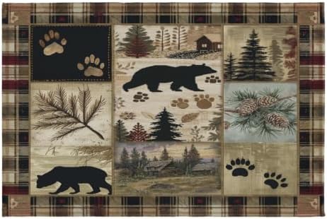 Giwawa Black Bear Bath Rug Forest Cabin Plush Entryway Carpet 24x35 Inch Soft by Giwawa