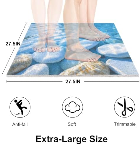 Square Shower Mat, Yonala 27 x 27 Inch Stylish Non Slip Shower Mats - Image 2
