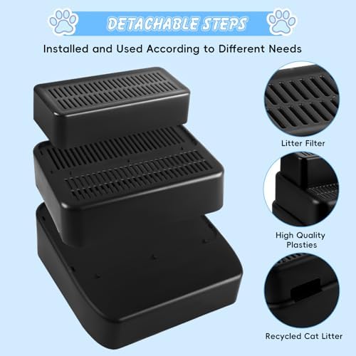 3 Step Litter Box Ramp Adjustable Detachable Litter Box Step - Image 3