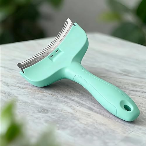 Green Small Deshedding Dog Brush, Compact V-Shape Dog Shedding Comb by DISECUM