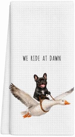 Black French Bull Kitchen Towels, Cute Hand Tea Towel by DTLGTG