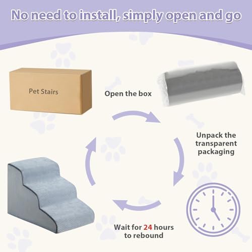 LEXTRO Dog Stairs for Small Dogs, 3-Steps Dog Ramp for Bed and Couch, Pet Stairs - Image 6
