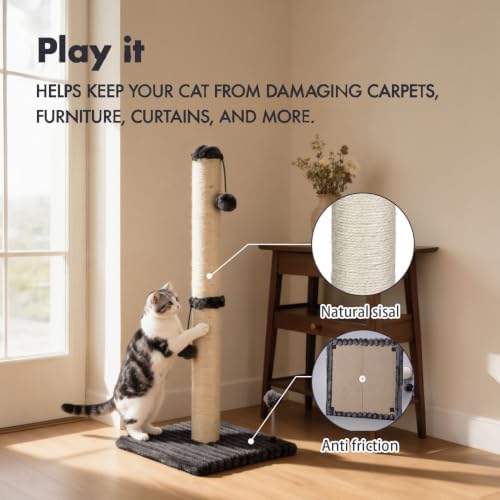 MECOOL 34“ Tall Cat Scratching Post Premium Basics Kitten Scratcher Sisal - Image 4