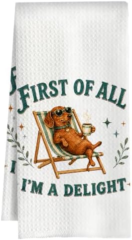 Dachshund Kitchen Towel, Cute Dog Hand Towel, Funny Dog Lover Gift by Huastatewolf