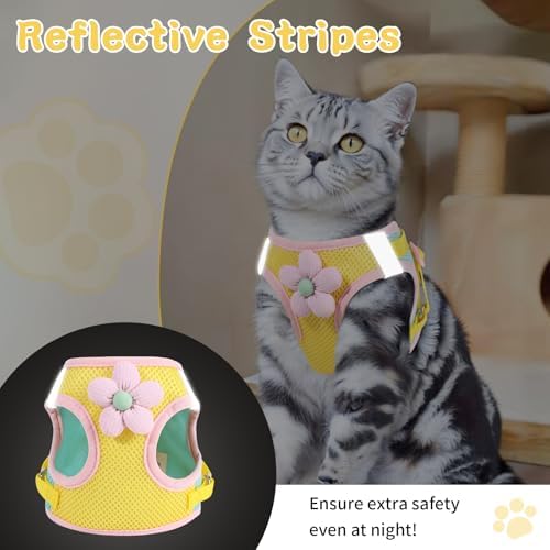 Cat Harness and Leash Set, Escape Proof Soft Vest Walk Yellow Small - Image 5