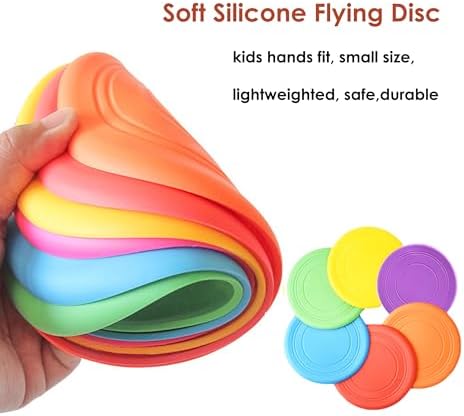 Kids Flying Disc Soft Silicone Colorful 6 Pack Bulk Outdoor Game Disk Flyer - Image 4