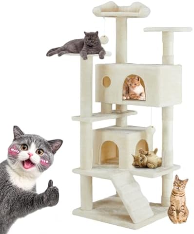 FluffyDream Cat Tree Tower for Indoor Cats, 54 Inches Multi-Level Activity Cat by FluffyDream