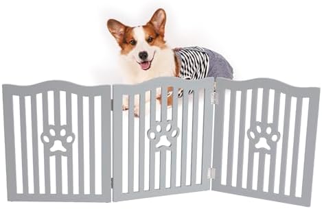 Pet Gate Wooden Free Grey Standing Dog Gate - Image 3