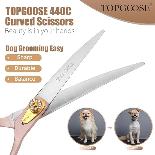 Professional Curved Dog Grooming Scissors 7.5'' 440C Stainless Steel Pet - Image 5