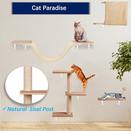 Cat Shelves for Wall, Solid Wood Cat Wall Furniture, - Image 4