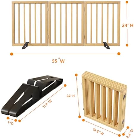 Dog Gates for Doorways Stairs, Foldable Freestanding Pet Gate, Dog Fences Indoor - Image 6